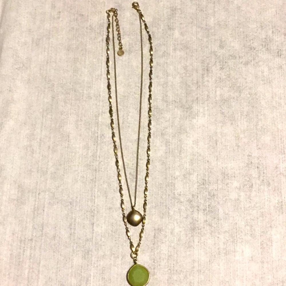 New Xc Double Chain Necklace gold tone.
